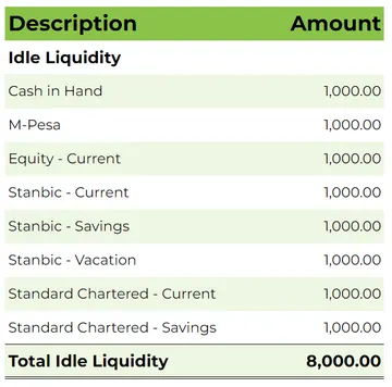 Personal Finance Kenya Lessons - Liquidity section of the Net worth Tracker
