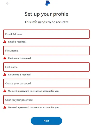 How to create a PayPal account in Kenya - Set up the profile page for your personal account or PayPal Business account