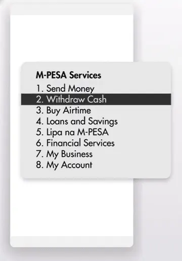 Select the Withdraw Cash option