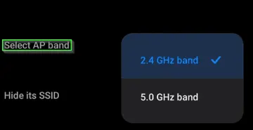 select the AP Band for your mobile hotspot