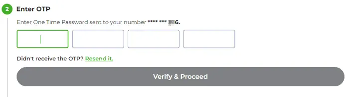 Input the One Time Password (OTP) code that you will receive via SMS