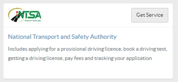 NTSA option under the ecitizen website
