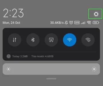 Tap on the cog icon to access your Android phone settings menu