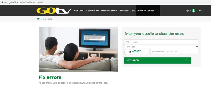 How to clear the GOtv E16 error online